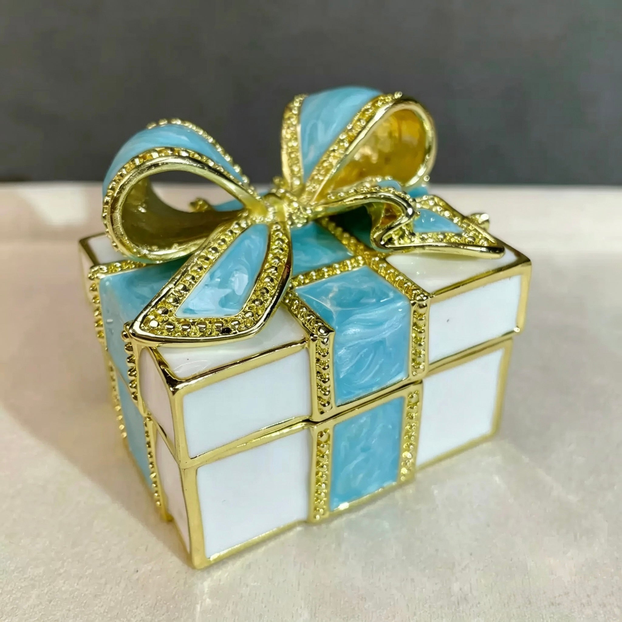 Enamel Bow Jewelry Box