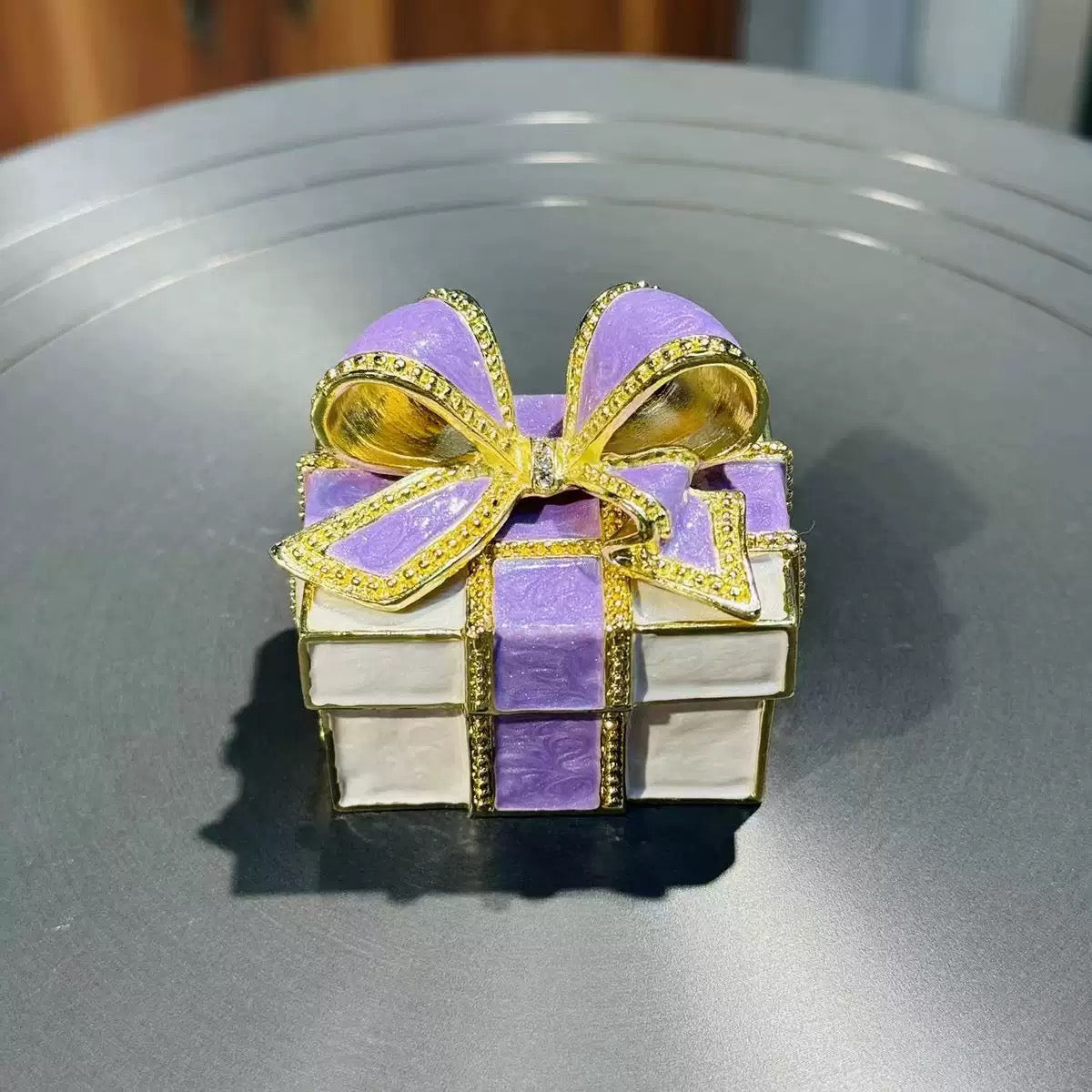 Enamel Bow Jewelry Box