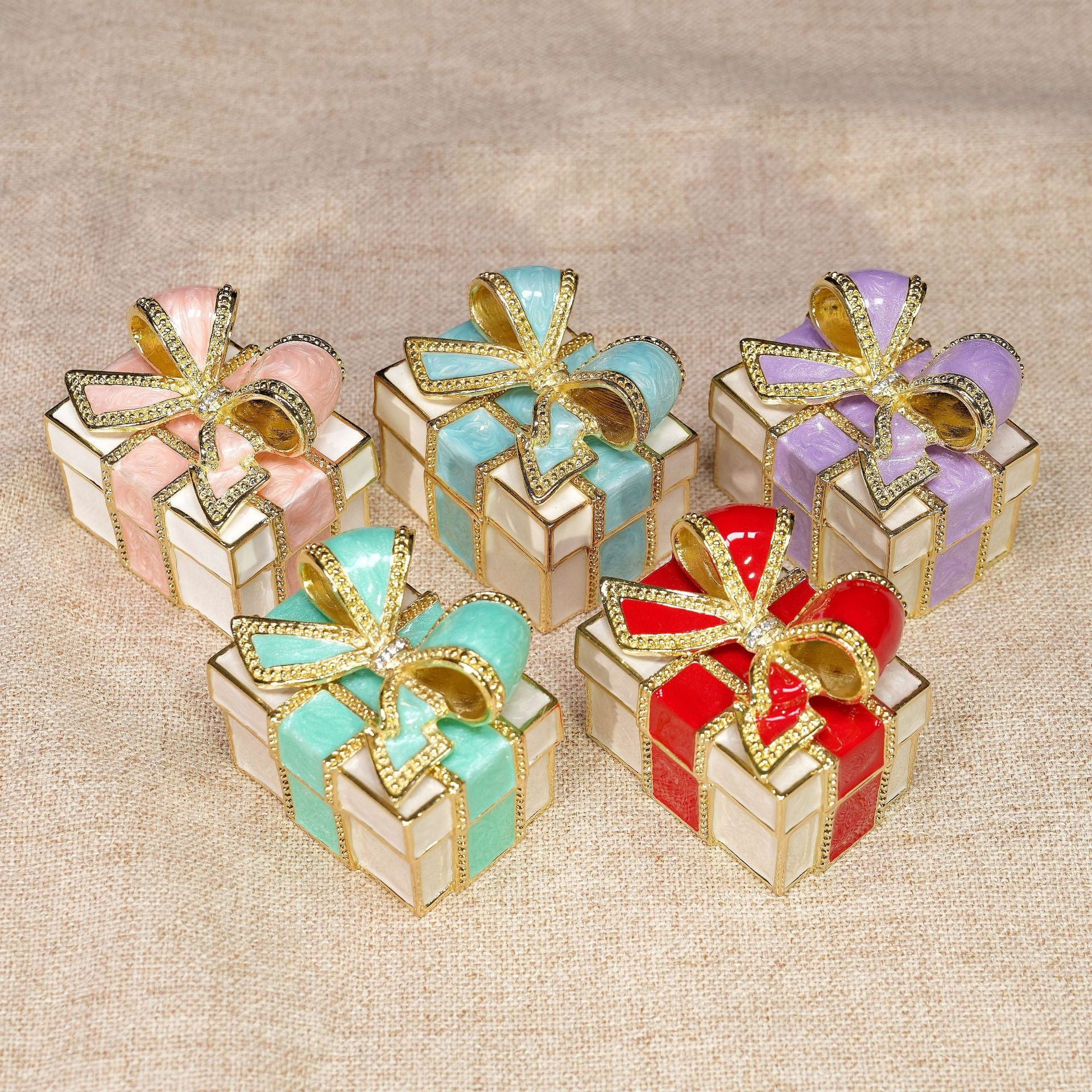 Enamel Bow Jewelry Box